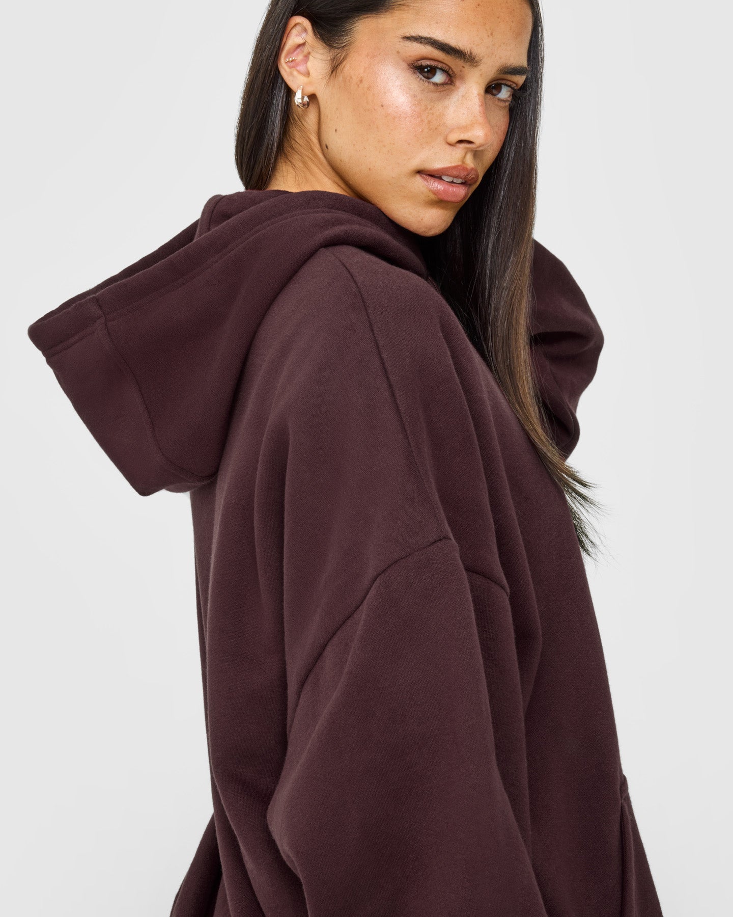 Mid Weight Relaxed Hoodie | Plum Brown