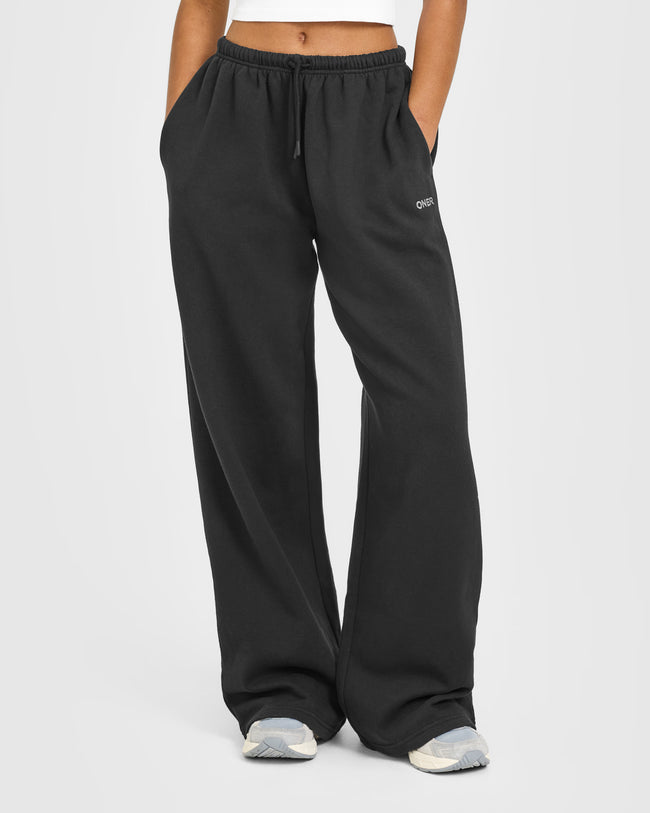 Mid Weight Relaxed Straight Leg Joggers | Soft Black