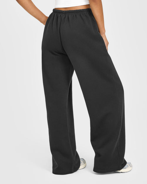Mid Weight Relaxed Straight Leg Joggers | Soft Black