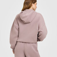 Mid Weight Relaxed Zip Through Hoodie | Dusty Purple