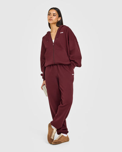 Mid Weight Relaxed Zip Through Hoodie | Rosewood