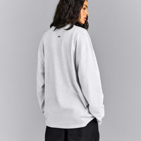 Oversized Cotton Long Sleeve Top | Light Gray Marl
