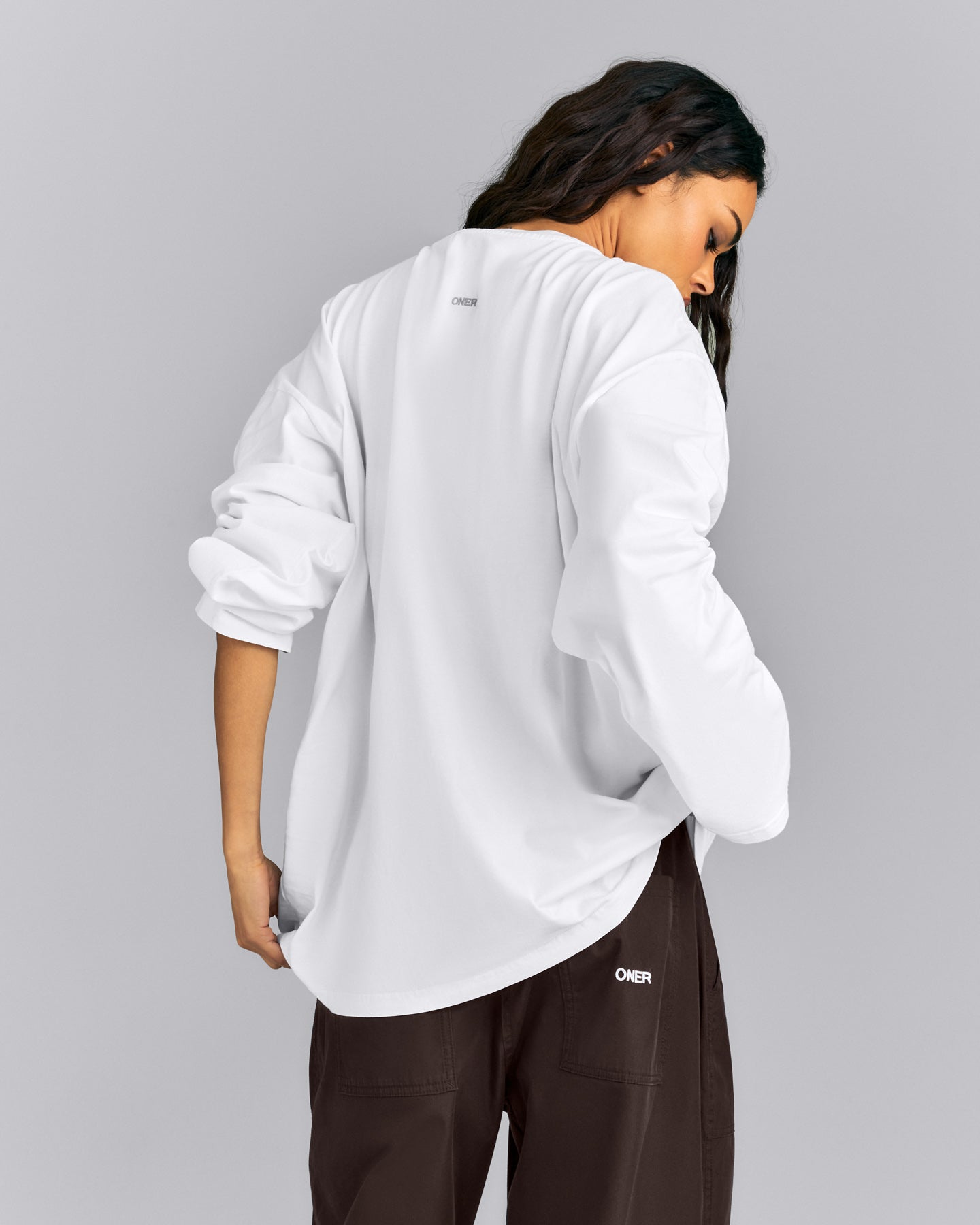 Oversized Cotton Long Sleeve Top | White