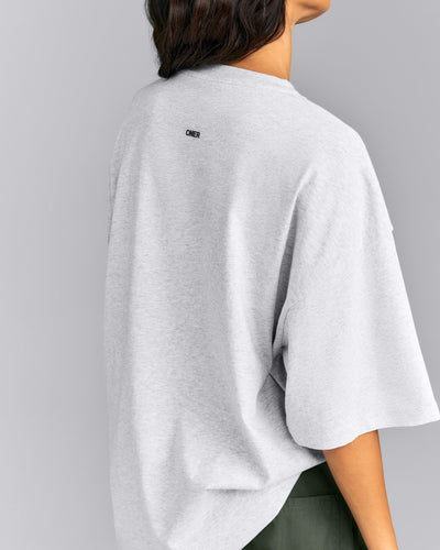 Oversized Cotton Short Sleeve T-Shirt | Light Gray Marl