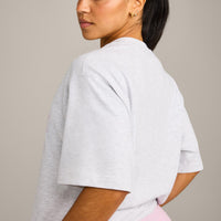 Oversized Oner Girlfriend Washed T-Shirt | Light Grey Marl/Chalk Pink