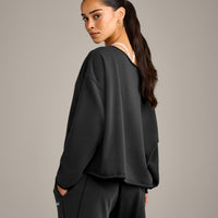Raw Cut Lounge Off-The-Shoulder Sweatshirt | Washed Black