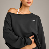 Raw Cut Lounge Off-The-Shoulder Sweatshirt | Washed Black