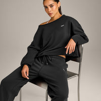 Raw Cut Lounge Off-The-Shoulder Sweatshirt | Washed Black