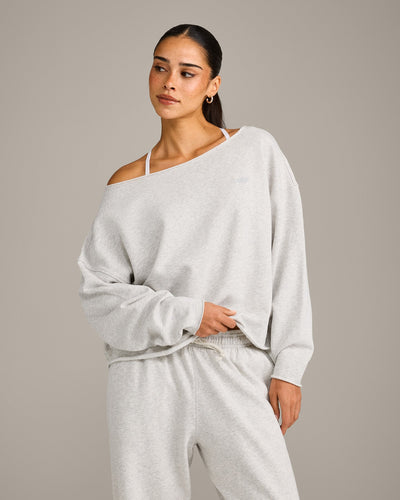 Raw Cut Lounge Off-The-Shoulder Sweatshirt | Light Grey Marl