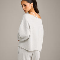 Raw Cut Lounge Off-The-Shoulder Sweatshirt | Light Grey Marl