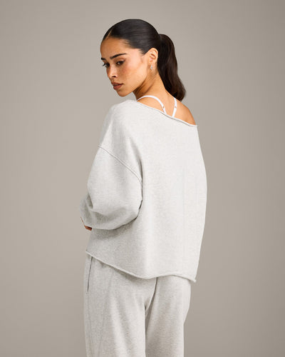Raw Cut Lounge Off-The-Shoulder Sweatshirt | Light Grey Marl