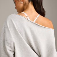 Raw Cut Lounge Off-The-Shoulder Sweatshirt | Light Grey Marl
