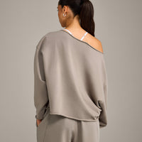 Raw Cut Lounge Off-The-Shoulder Sweatshirt | Washed Minky