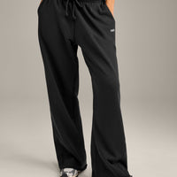 Raw Cut Lounge Wide Leg Joggers | Washed Black