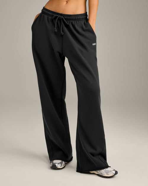 Oner Modal Raw Cut Lounge Wide Leg Joggers | Washed Black
