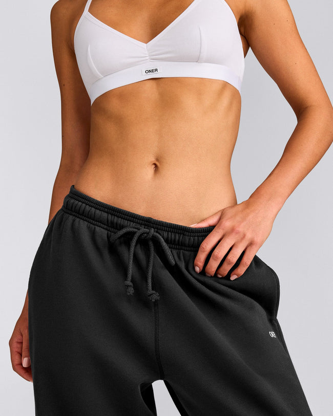 Cotton Vintage Lounge Wide Leg Sweatpants | Washed Black
