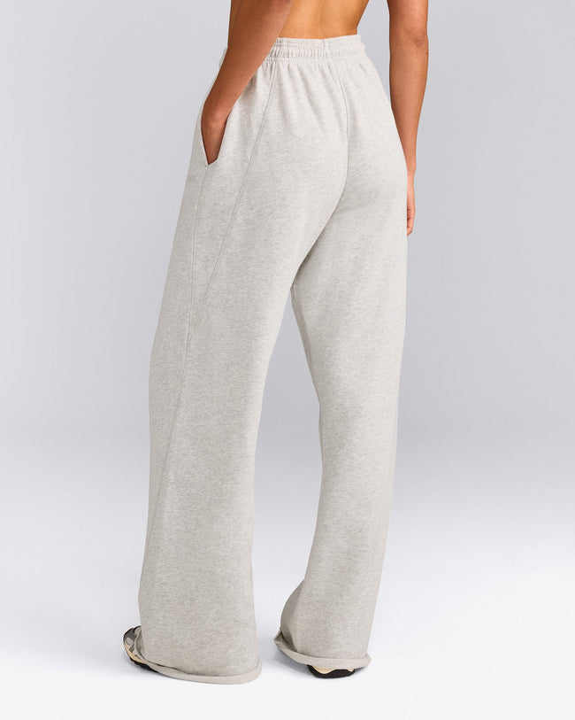 Cotton Vintage Lounge Wide Leg Sweatpants | Light Gray Marl