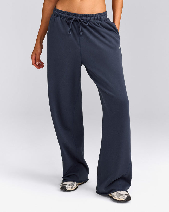 Cotton Vintage Lounge Wide Leg Sweatpants | Washed True Blue