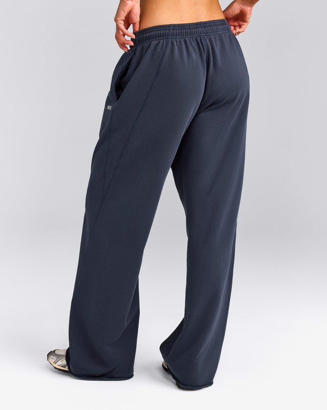 Cotton Vintage Lounge Wide Leg Sweatpants | Washed True Blue