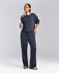 Cotton Vintage Lounge Wide Leg Sweatpants | Washed True Blue