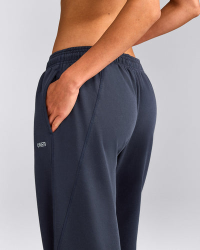Cotton Vintage Lounge Wide Leg Sweatpants | Washed True Blue