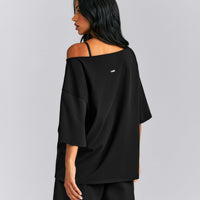 Slouchy One Shoulder T-Shirt | Black