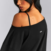 Slouchy One Shoulder T-Shirt | Black