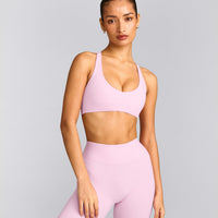 SoftMotion™ Bralette with Grey Logo | Chalk Pink