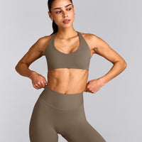 SoftMotion™ Bralette with Gray Logo | Moss Brown