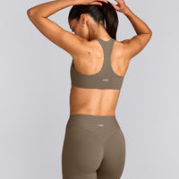 SoftMotion™ Bralette with Gray Logo | Moss Brown