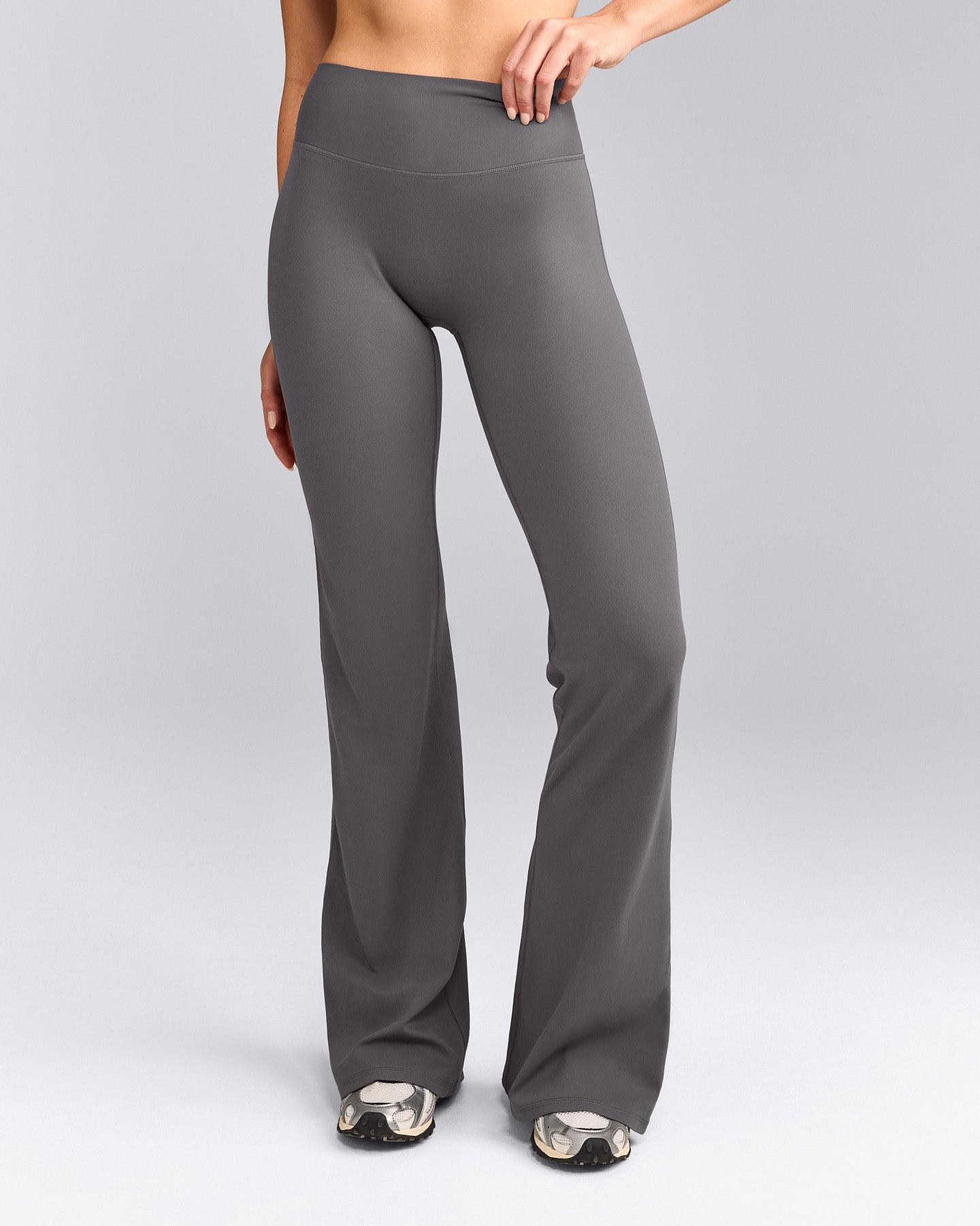 SoftMotion™ Flared Pants with Gray Logo | Ash Gray