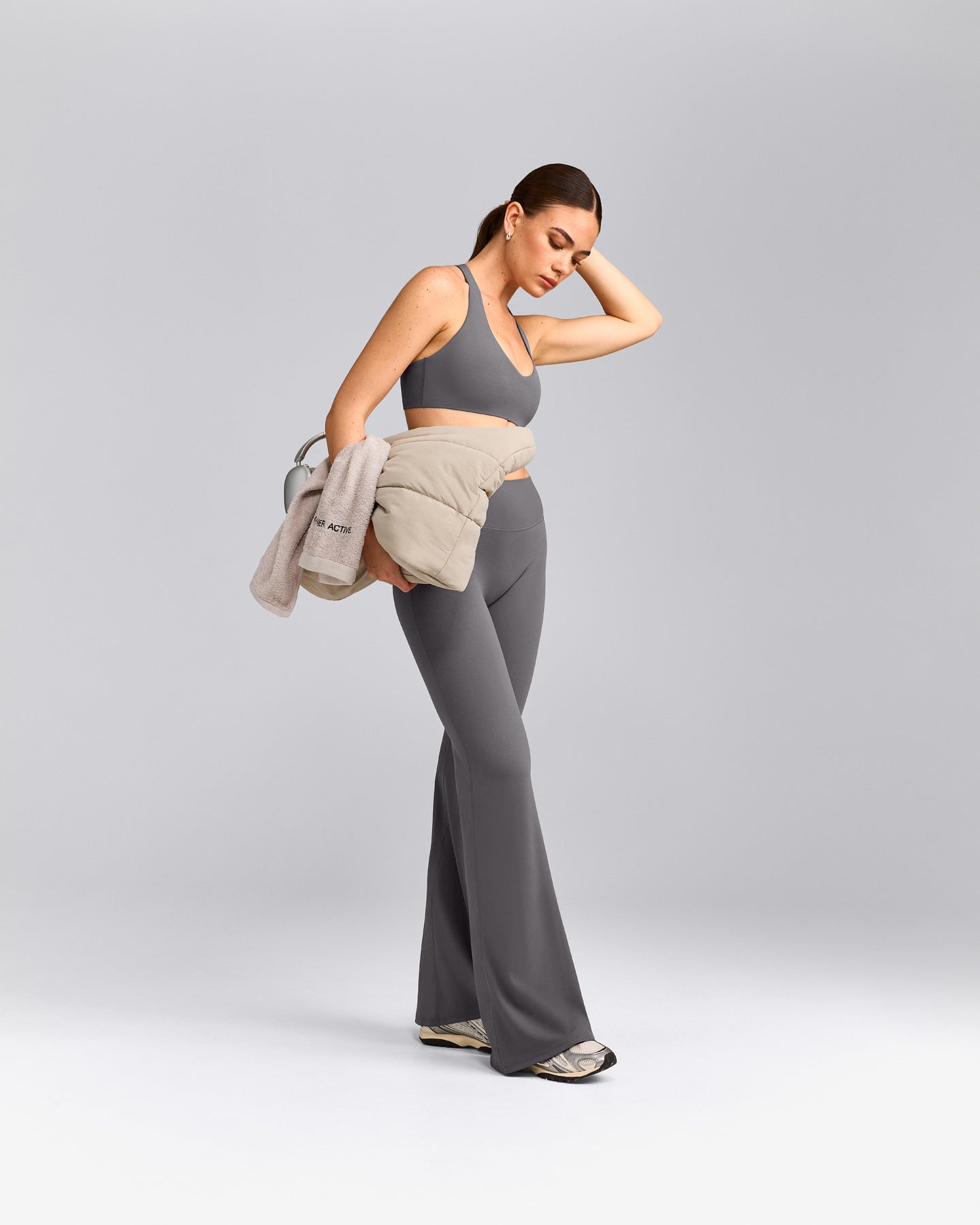 SoftMotion™ Flared Pants with Gray Logo | Ash Gray