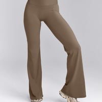 SoftMotion™ Flared Pants with Gray Logo | Moss Brown