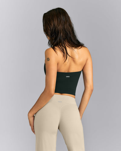 SoftMotion™ Strappy Halter Neck Mid Tank Top with Built in Bra Shelf | Emerald Noir