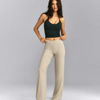 SoftMotion™ Strappy Halter Neck Mid Tank Top with Built in Bra Shelf | Emerald Noir
