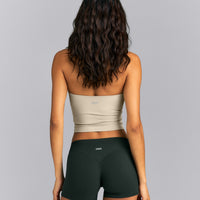 SoftMotion™ Strappy Halter Neck Mid Tank Top with Built in Bra Shelf | Oatmeal