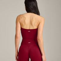 SoftMotion™ Strappy Halter Neck Mid Vest with Built in Shelf with Grey Logo | Ruby Red