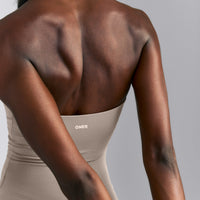 SoftMotion™ Strappy Halter Neck Tank Top with Built in Bra Shelf New Branding | Warm Sand