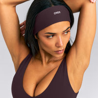 SoftMotion™ Headband with Gray Logo | Dark Umber Brown