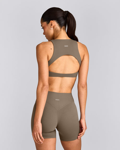 SoftMotion™ High Neck Sports Bra | Moss Brown
