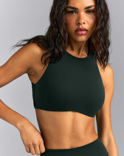 SoftMotion™ High Neck Sports Bra | Emerald Noir