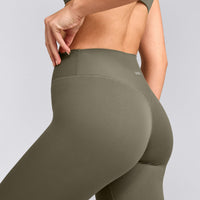 SoftMotion™ High Waisted Leggings with Grey Logo | Alpine Green