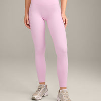 SoftMotion™ High Waisted Leggings with Grey Logo | Chalk Pink