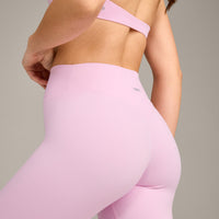 SoftMotion™ High Waisted Leggings with Grey Logo | Chalk Pink