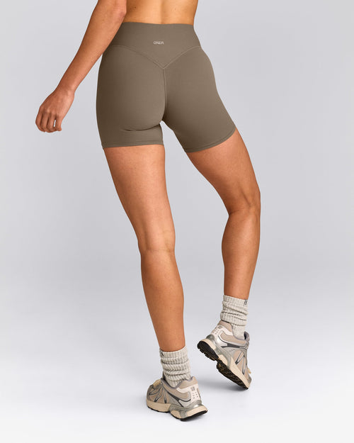 SoftMotion™ High Waisted Shorts 6" | Moss Brown