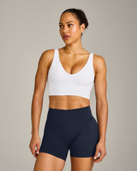 SoftMotion™ Longline Sports Bra with Grey Logo | White