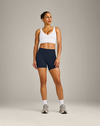 SoftMotion™ Longline Sports Bra with Grey Logo | White