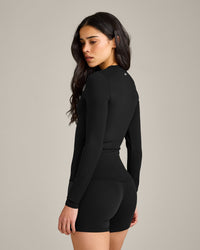 SoftMotion™ Long Sleeve Top with Grey Logo | Black