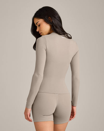 SoftMotion™ Long Sleeve Top with White Logo | Warm Sand