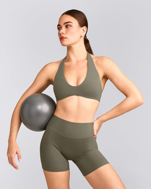 SoftMotion™ Minimal Halter Neck Bralette | Alpine Green